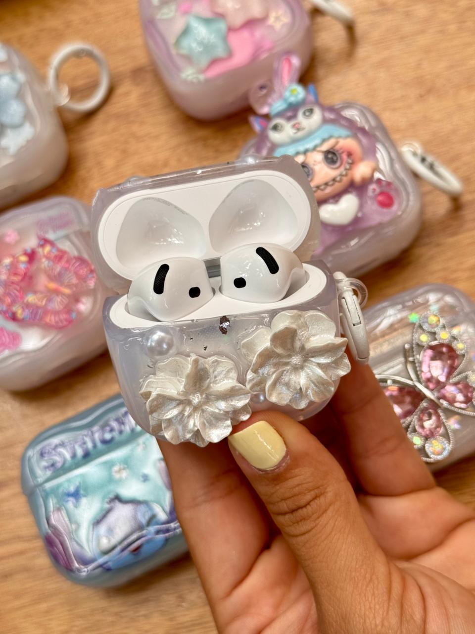 🔥 CASE TRANSPARENTE DECORADO PARA AIRPODS