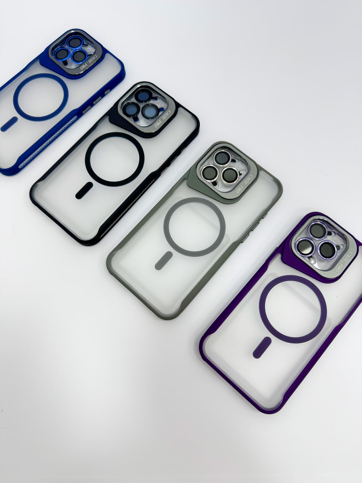 Case MagSafe humo con aros protección cámara iPhone