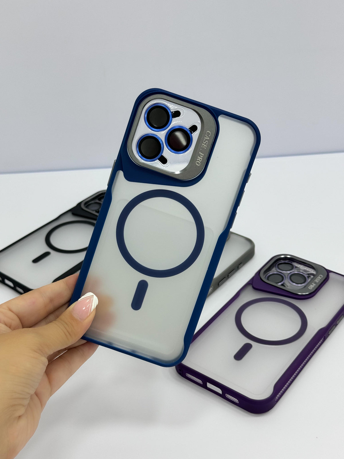 Case MagSafe humo con aros protección cámara iPhone