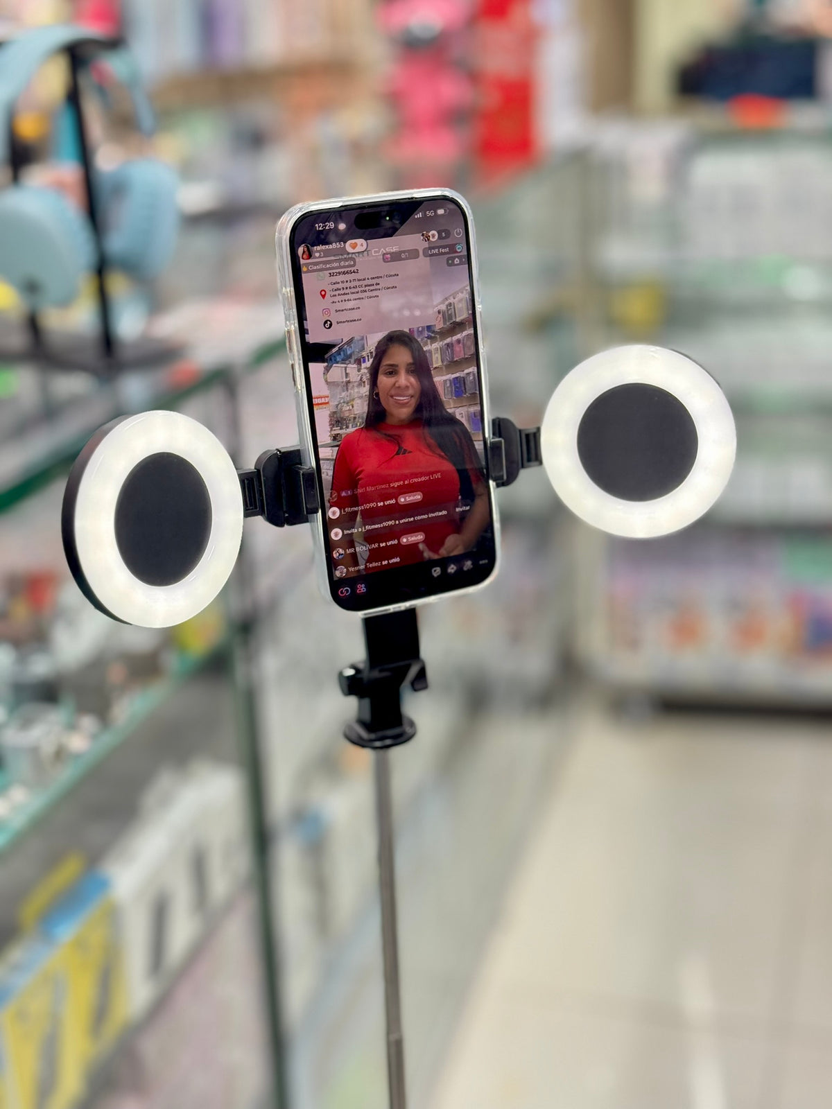 📸 Selfie Stick H12D con luz y trípode