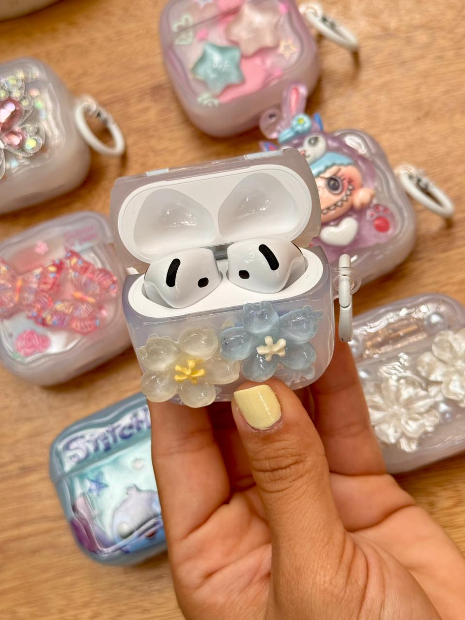 🔥 CASE TRANSPARENTE DECORADO PARA AIRPODS