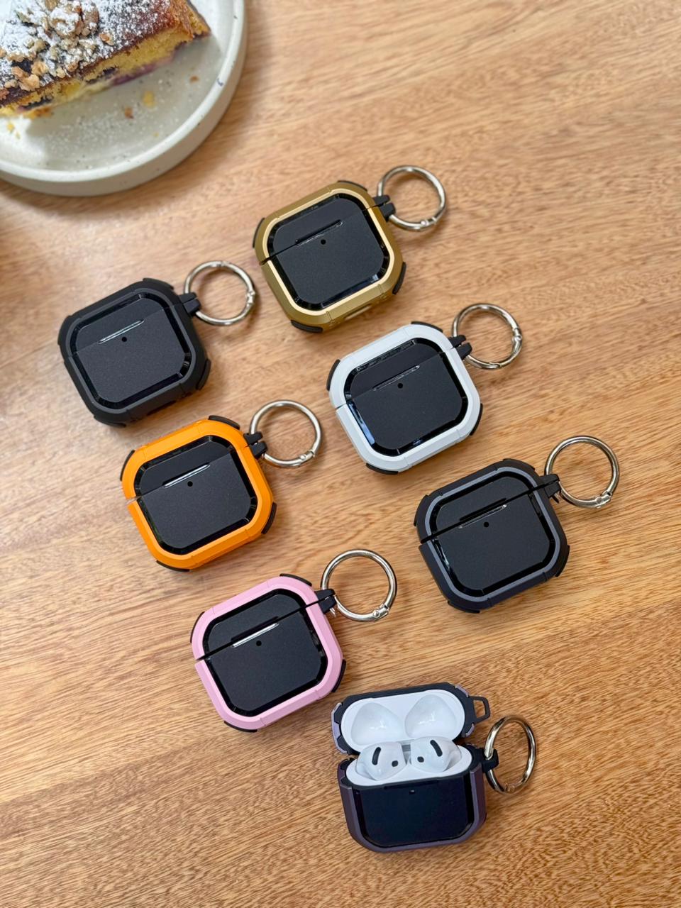 🔥 CASE PROTECTOR CON BORDE Y LLAVERO PARA AIRPODS