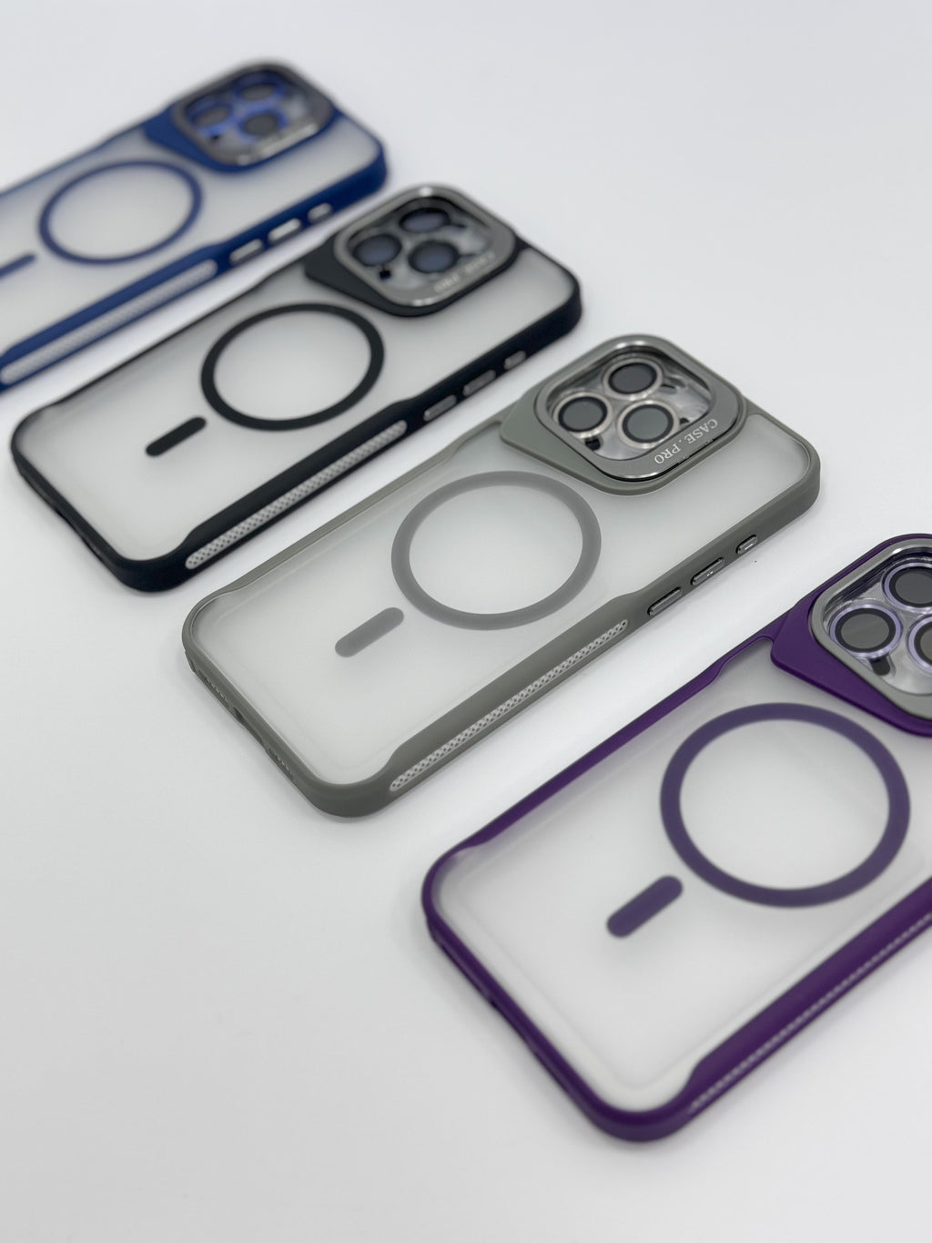 Case MagSafe humo con aros protección cámara iPhone
