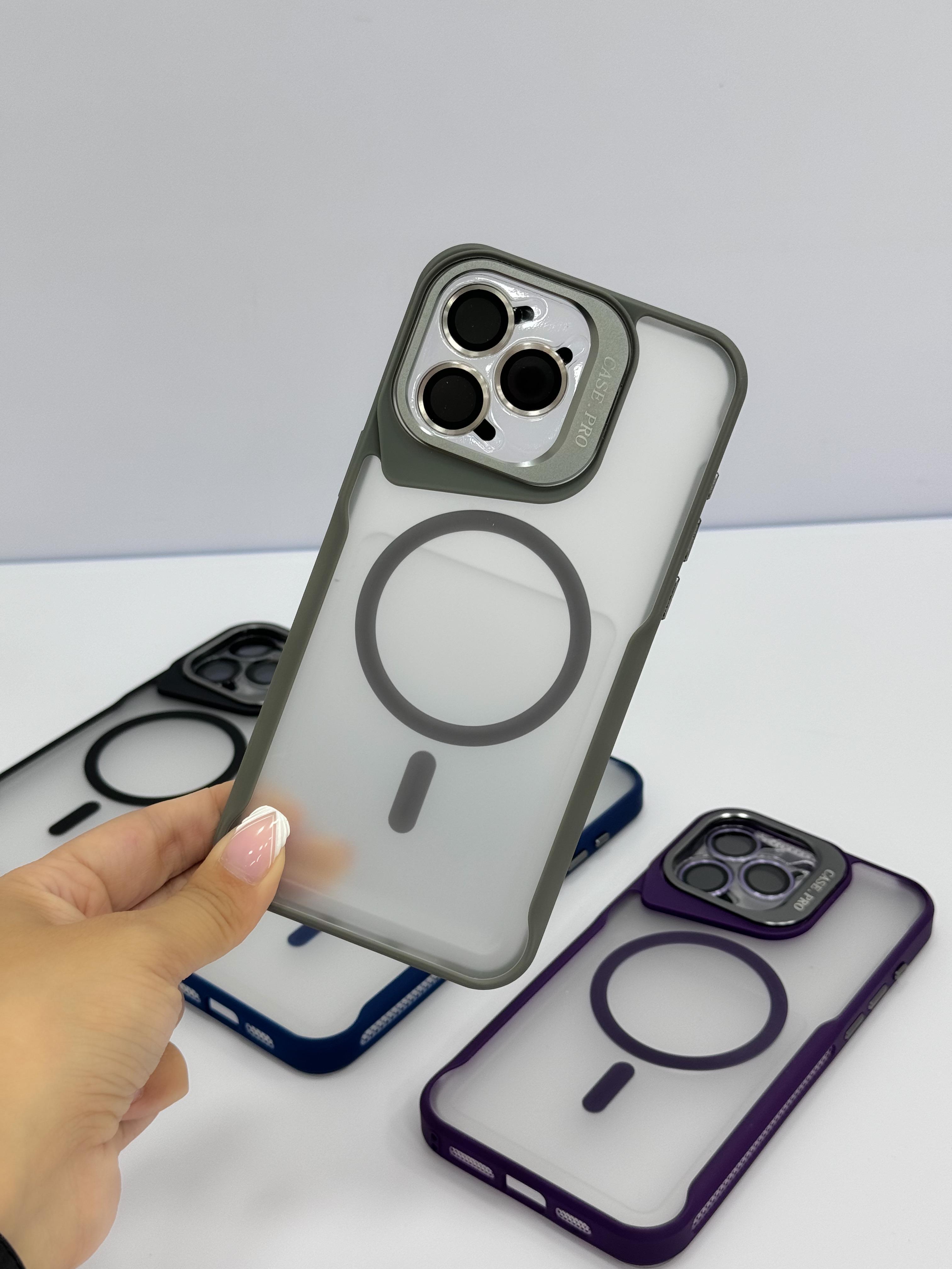 Case MagSafe humo con aros protección cámara iPhone