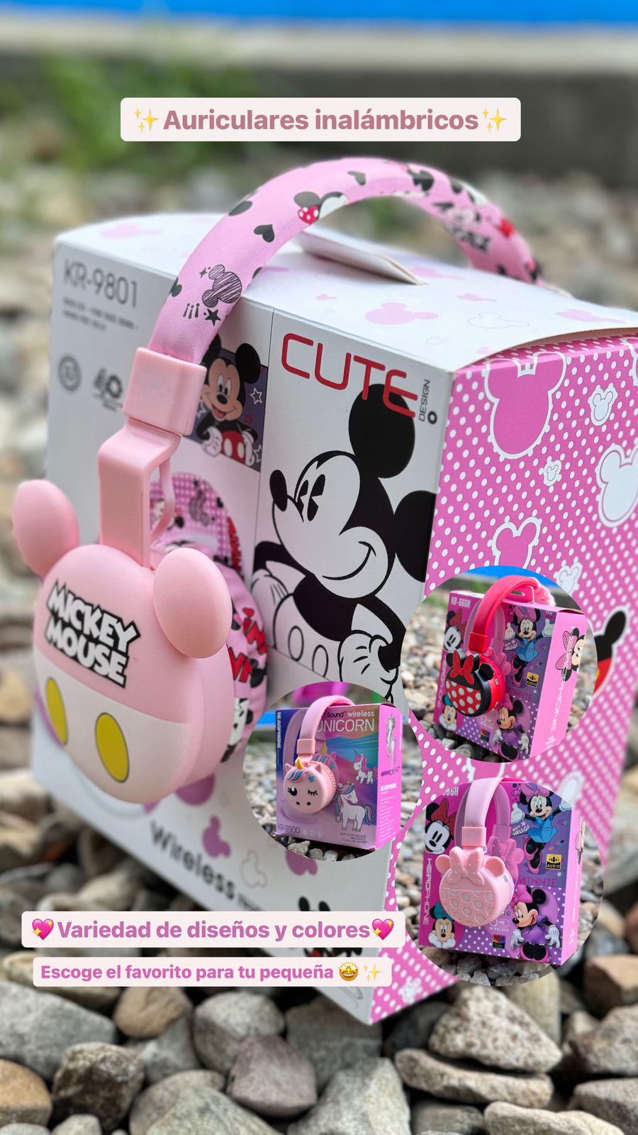 DIADEMA KR- CON DISEÑOS ANIMADOS EN RELIEVE 🎧✨  + Obsequio: cubo para proteger la carga