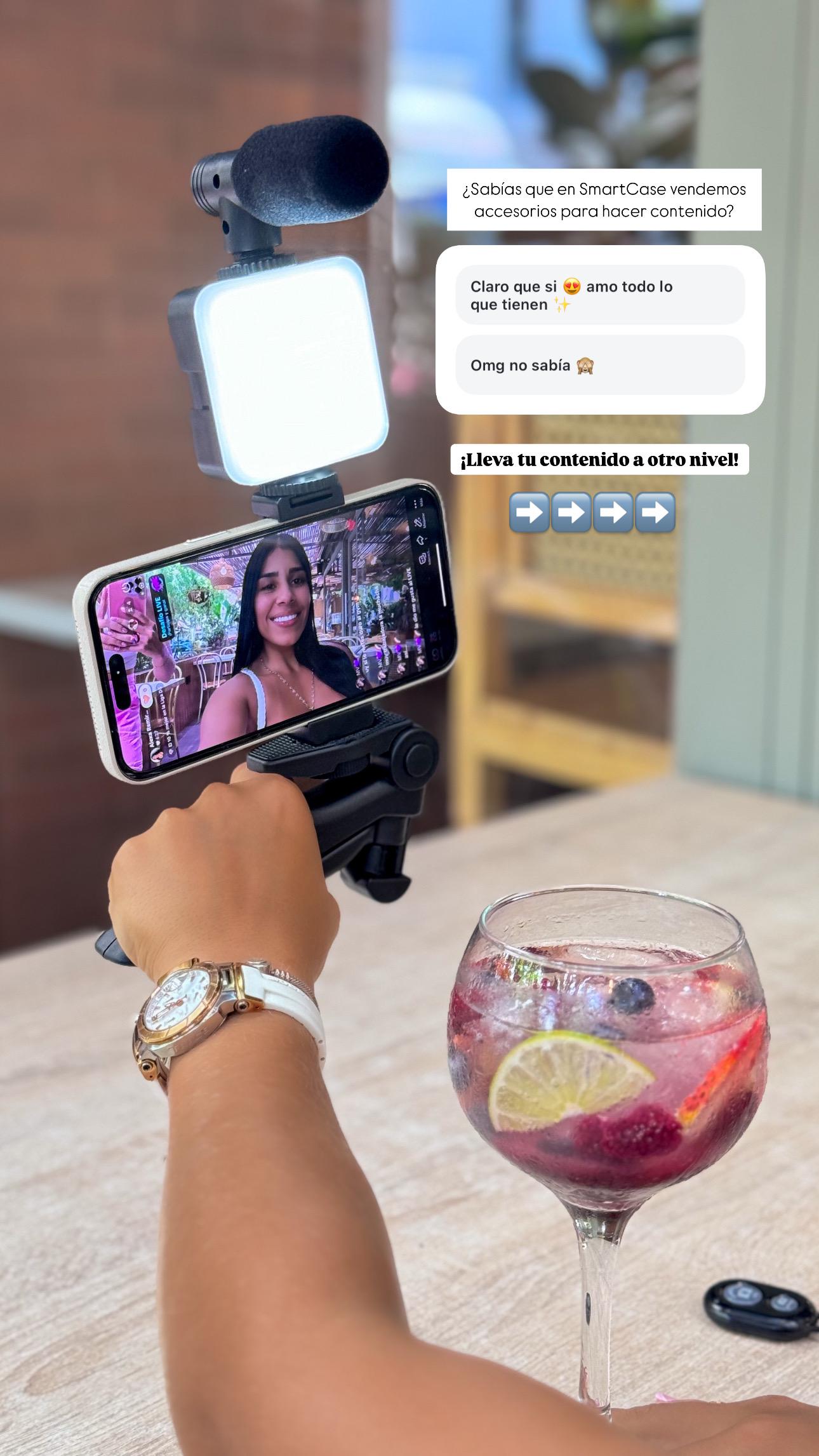 📱🎥 Soporte AY-49 con Luz LED y Micrófono