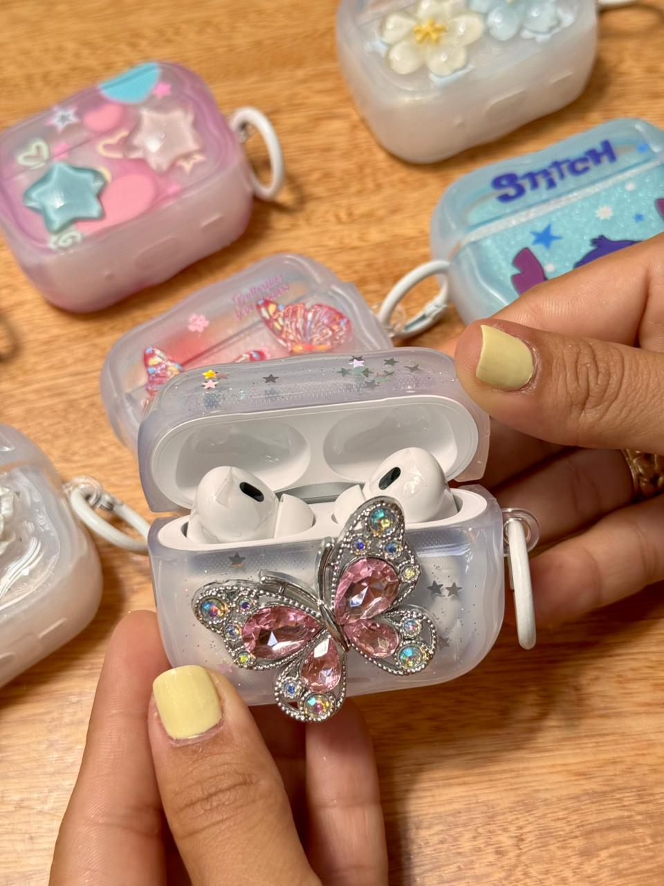 🔥 CASE TRANSPARENTE DECORADO PARA AIRPODS