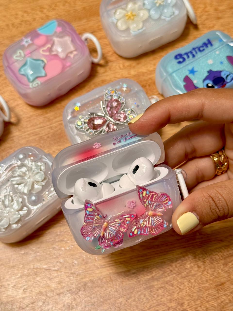 🔥 CASE TRANSPARENTE DECORADO PARA AIRPODS