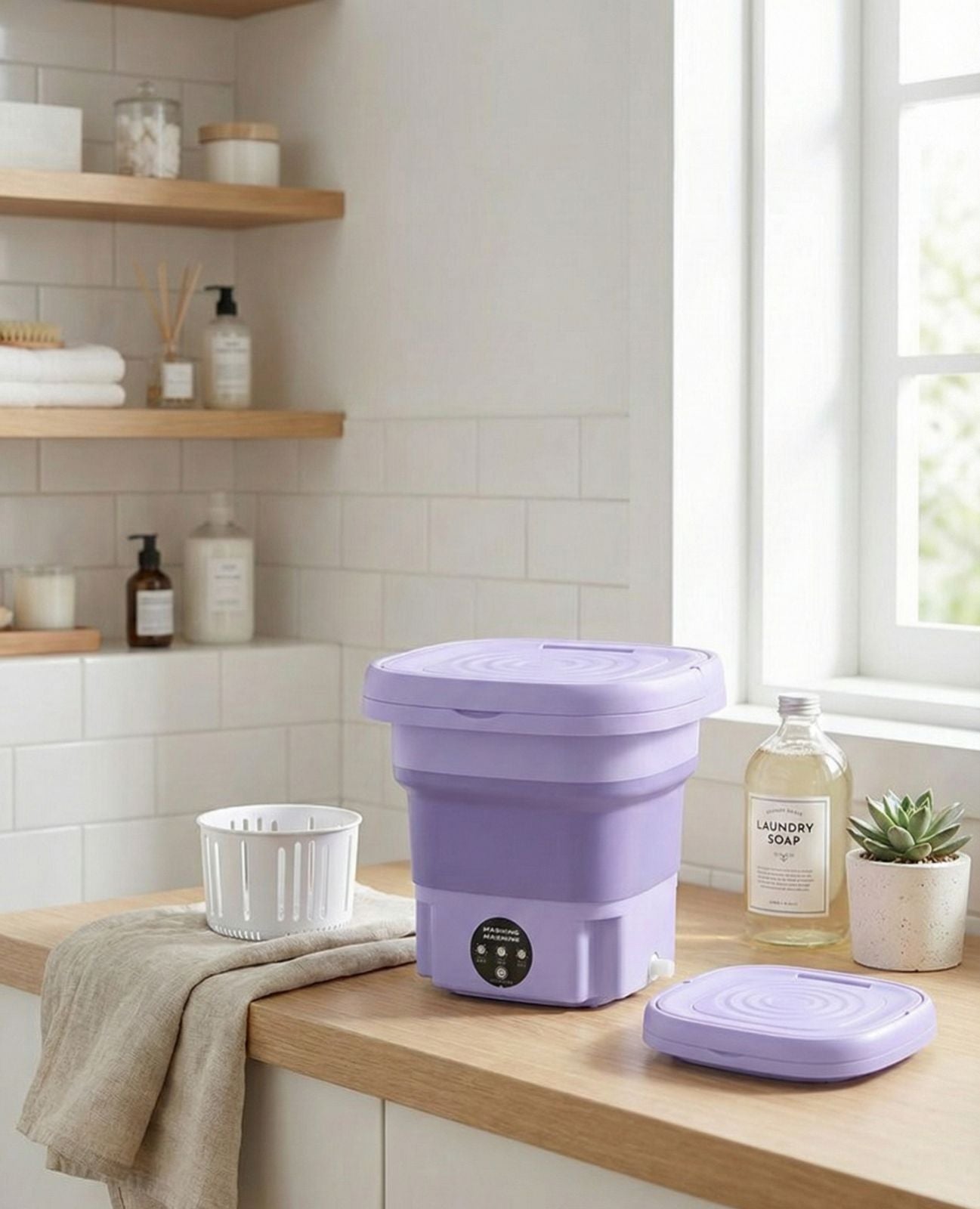Mini Lavadora Portátil Plegable 2 en 1