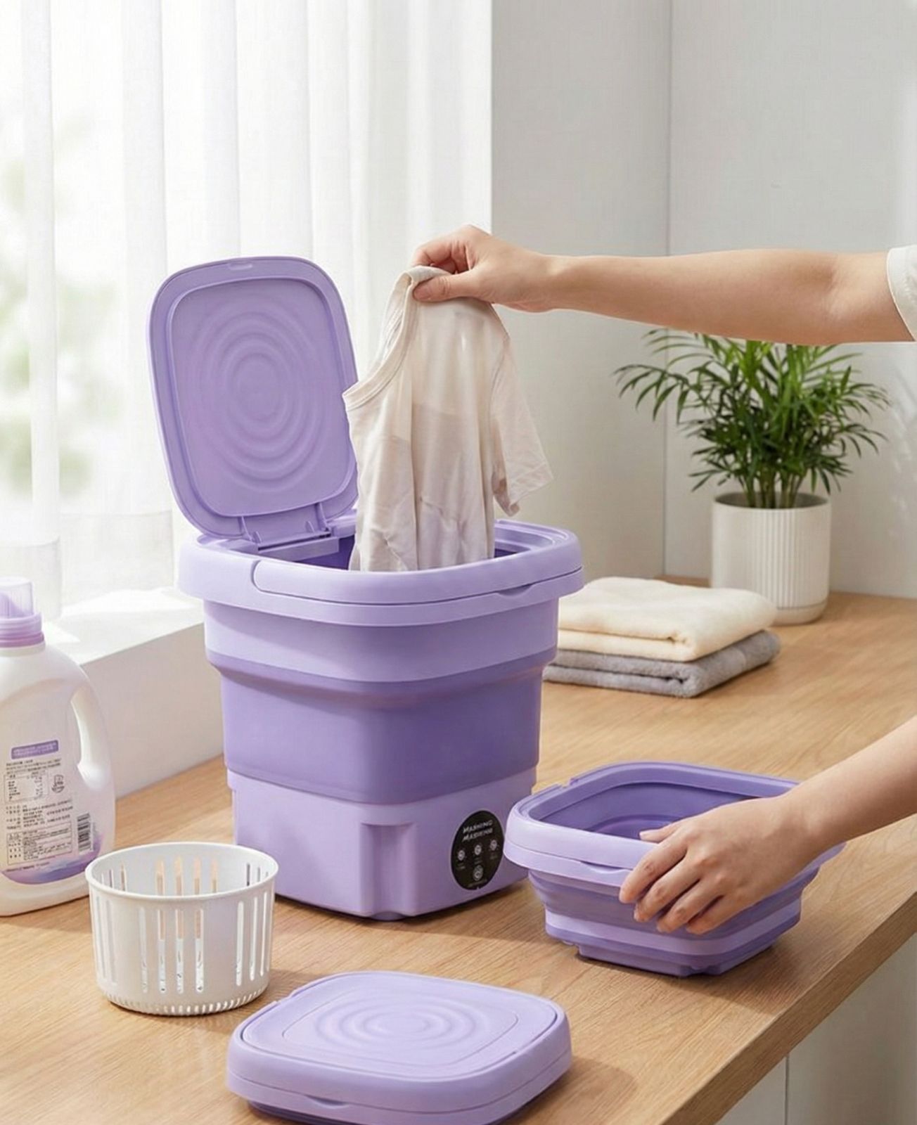 Mini Lavadora Portátil Plegable 2 en 1