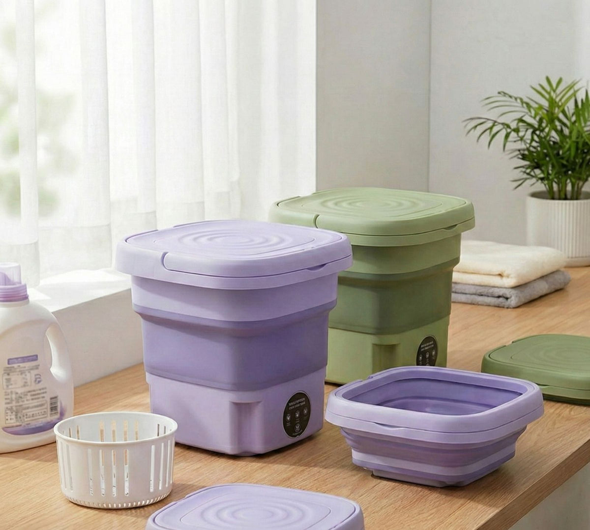 Mini Lavadora Portátil Plegable 2 en 1