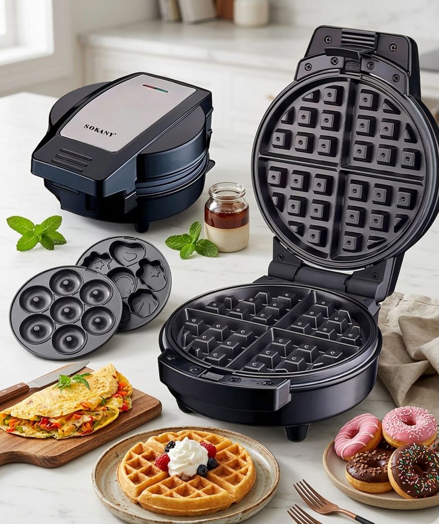 Waflera 3-en-1: Waffle,Donas y Figuras ⚡